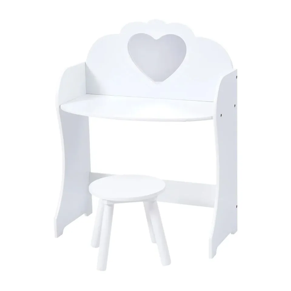BOXED LIBERTY HOUSE TOYS KIDS WHITE DRESSING TABLE SET WITH MIRROR (1 BOX)