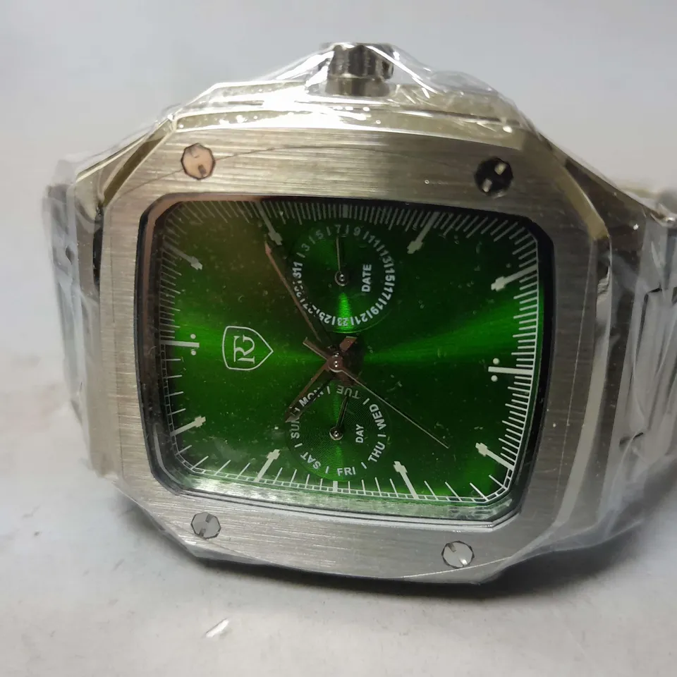 MENS RAYMOND GAUDIN WATCH – MULTI FUNCTION DIAL – STAINLESS CASE & STRAP – 5ATM WATER RESISTANT - WOODEN GIFT BOX 