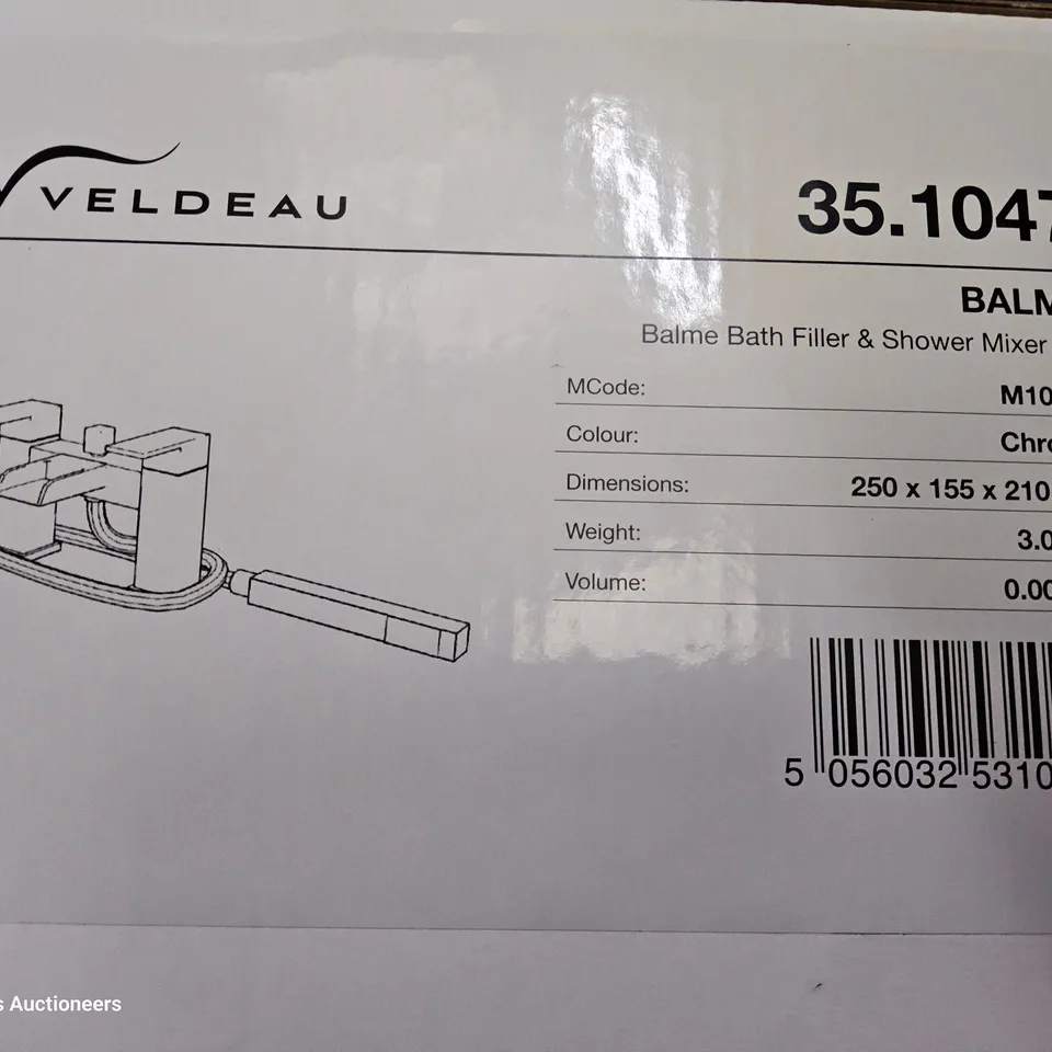 CASE OF 6 BOXED VELDEAU BALME BATH FILLER & SHOWER MIXER SETS CHROME 