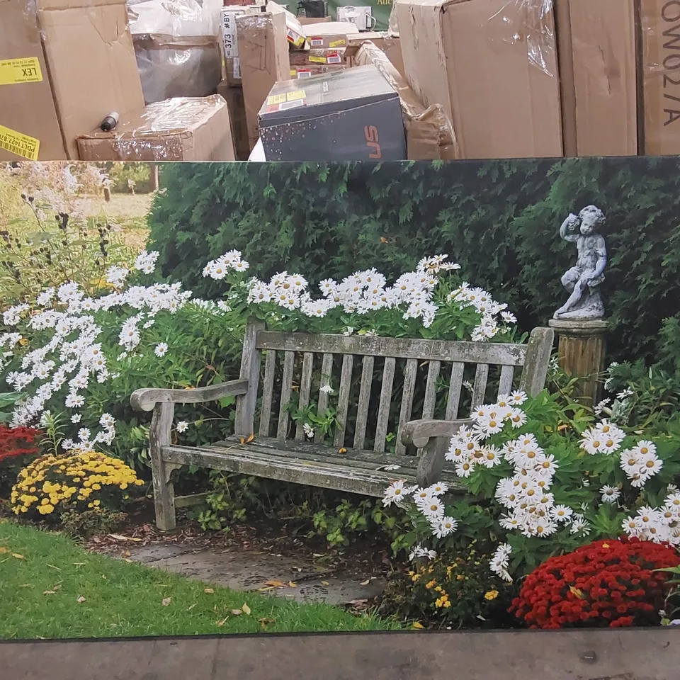 PARK BENCH IN ARBORETUM BY LAWSONPIX - WRAPPED CANVAS PHOTOGRAPH 