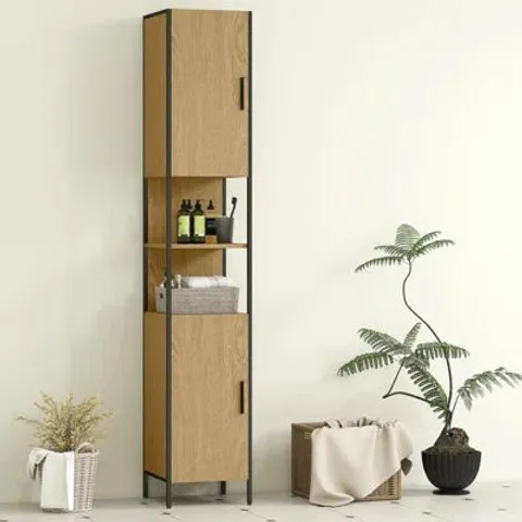 BOXED MANUFACTERED WOOD, STEEL FREESTANDING BATHROOM CABINET