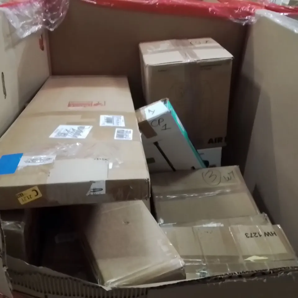 PALLET OF ASSORTED HOUSEHOLD GOODS AND PRODUCTS TO INCLUDE;END TABLE,LEARNING TOWER,CERAMIC GLASS COMPUTER CASE