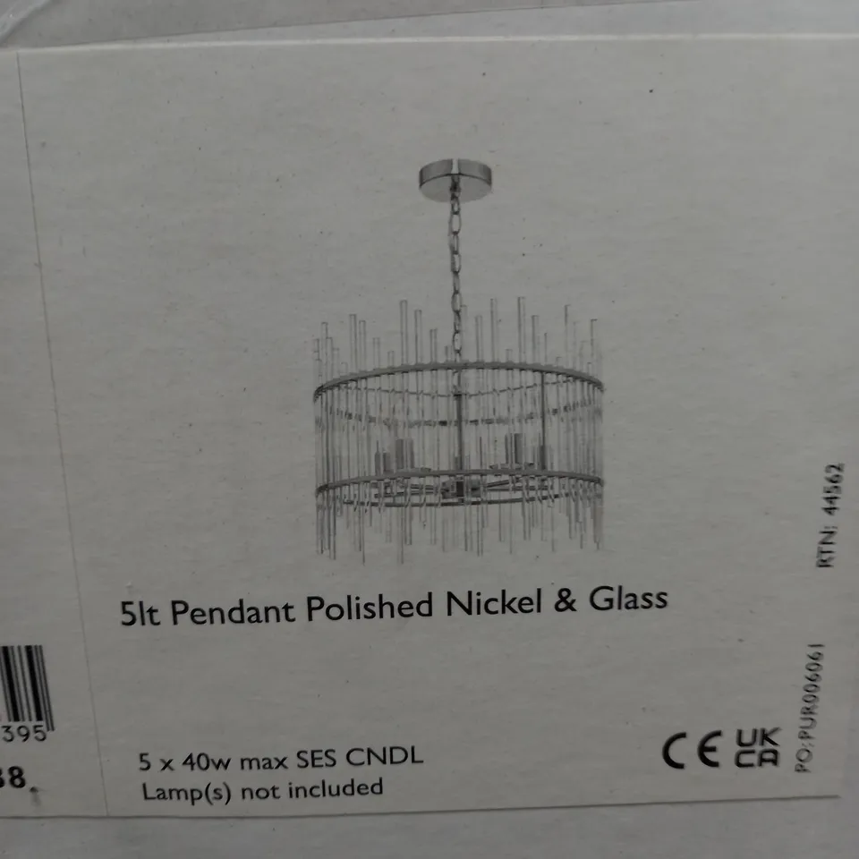 DÄR OLYN 5 LIGHT PENDANT POLISHED NICKEL & GLASS
