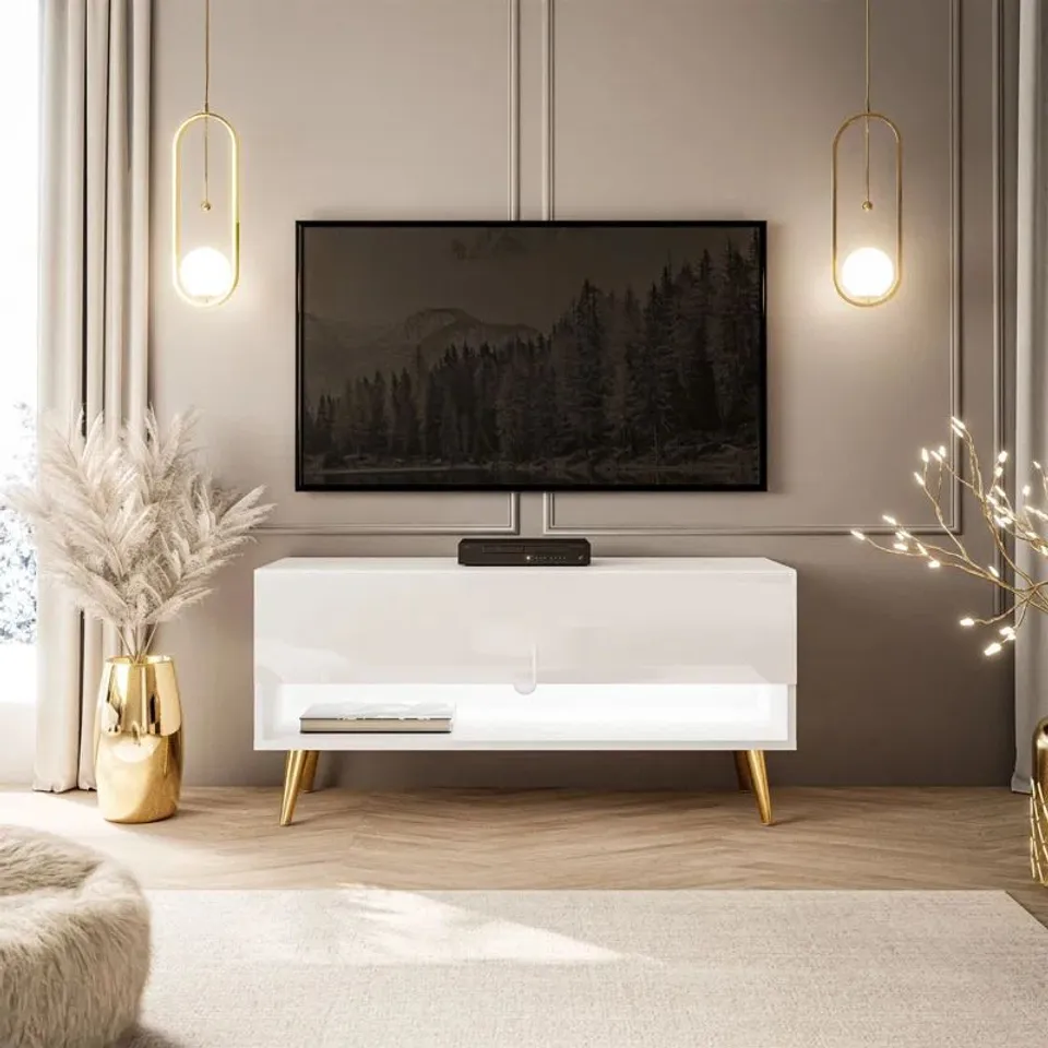 BOXED AALEIA CALANTE RTV CABINET - HIGH-GLOSS WHITE