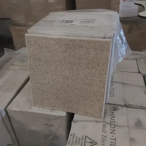 PALLET TO CONTAIN APPROX 96 X CARTONS OF JOHNSON PRISMATICS MICRO MAGNOLIA/CAPUCINO GLAZED WALL TILES - 25 TILES PER CARTON // SIZE: 197 X 197 X 6.5mm