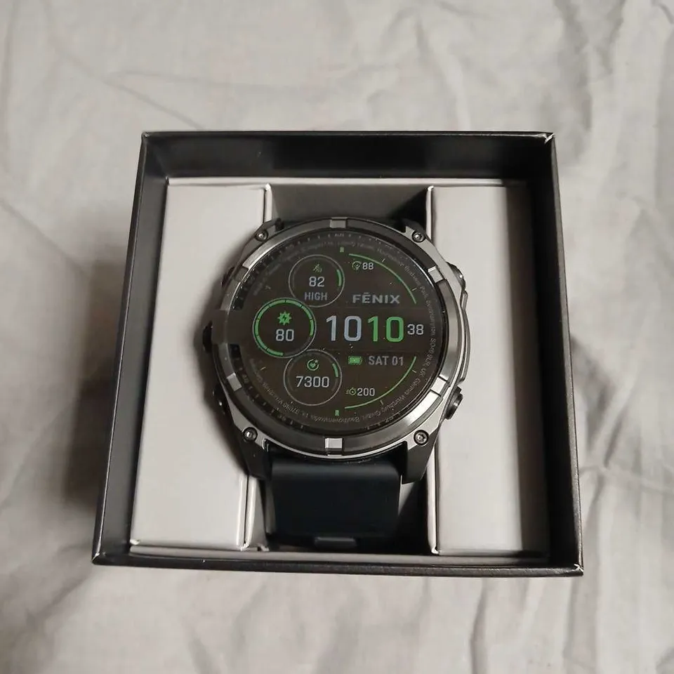 GARMIN FENIX 8 SOLAR SAPPHIRE PREMIUM MULTISPORT GPS WATCH – 51MM, BLACK BAND, BOXED