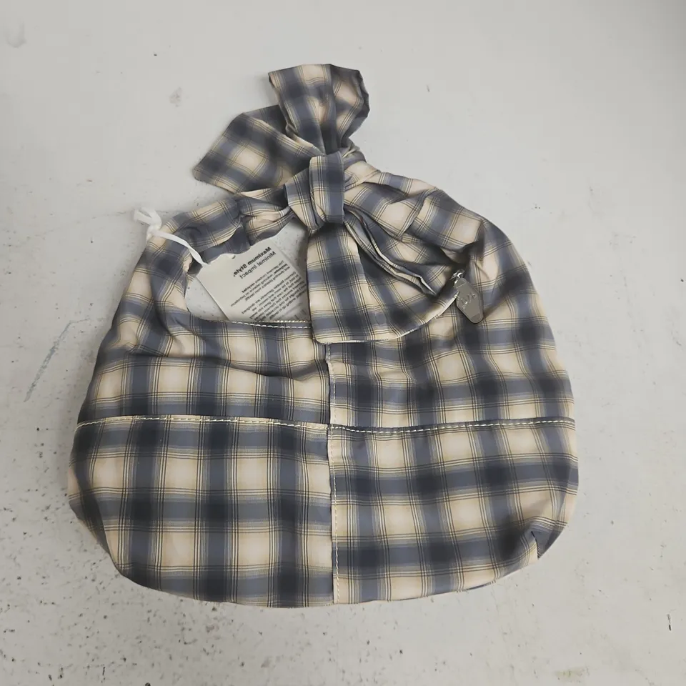 DAMSON MADDER ROO CHECK TIE BAG IN CARDAMON CHECK