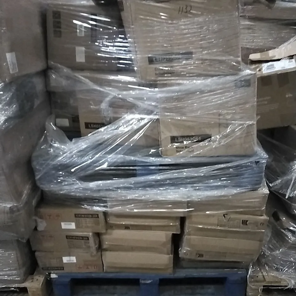 PALLET X2 OF HOUSEHOLD ITEMS TO INCLUDE SHOE RACKS, SHELVING UNIT AND OTHER ASSORTED ITEMS...