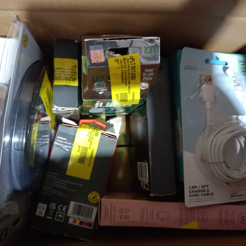 BOX OF APPROXIMATELY 10 ASSORTED ELECTRICAL ITEMS TO INCLUDE RAPOO N100 OPTICAL MOUSE, BLACKWEB SYNC & CHARGE CABLE, BLACKWEB MICRO USB TO USB-A CABLE, ETC