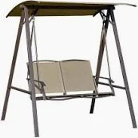 BOXED OUTSUNNY TWO-SEATER GARDEN SWING BENCH, WITH ADJUSTABLE CANOPY - BEIGE