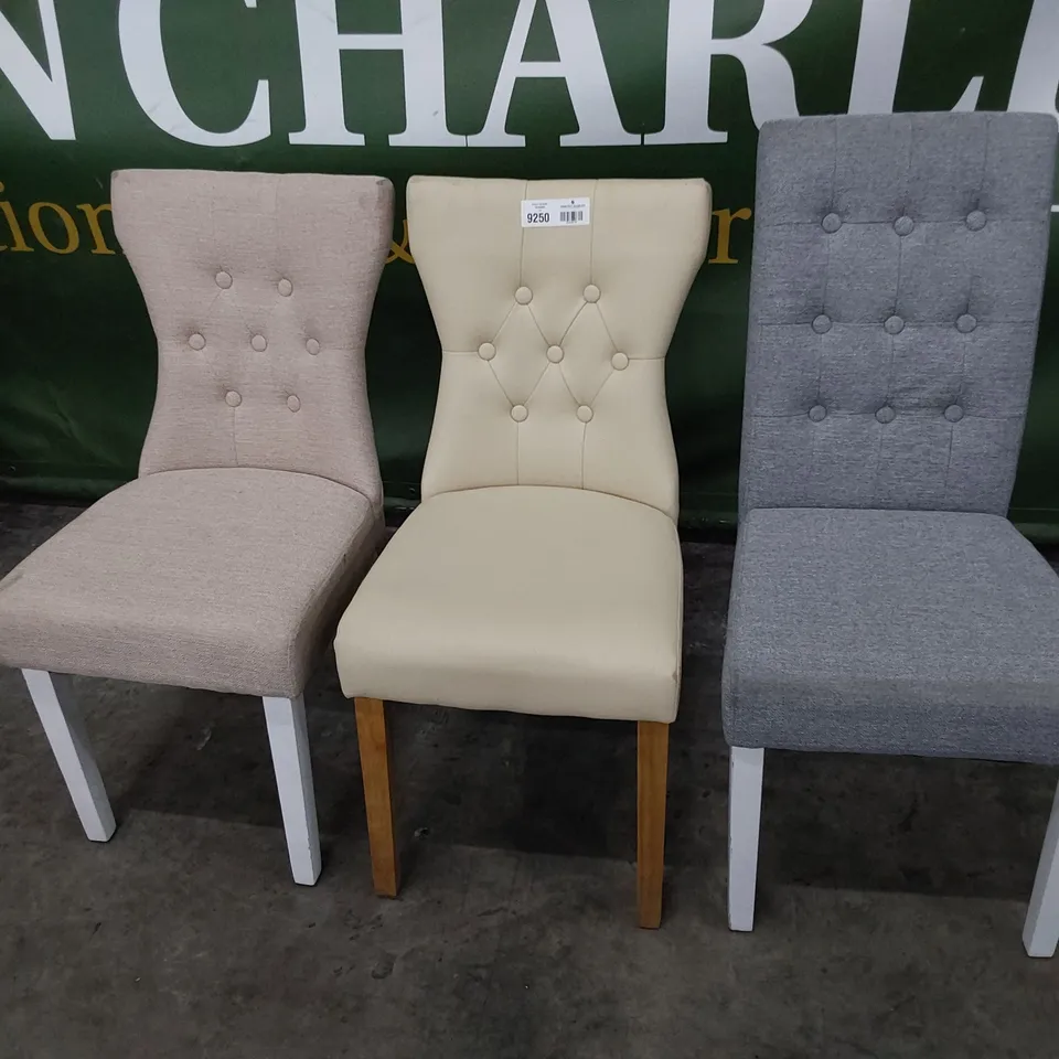THREE ASSORTED UPHOLSTERED DINING CHAIRS 