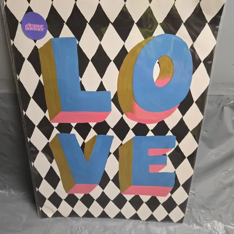 ELEANOR BOWMER – LOVE (3D LETTERING ON CHECKERED BACKGROUND)