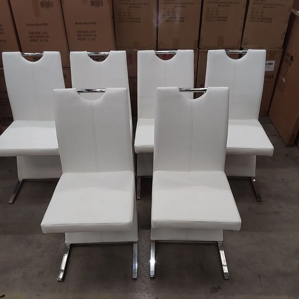 SET OF 6 DESIGNER FAUX LEATHER DINING CHAIRS
