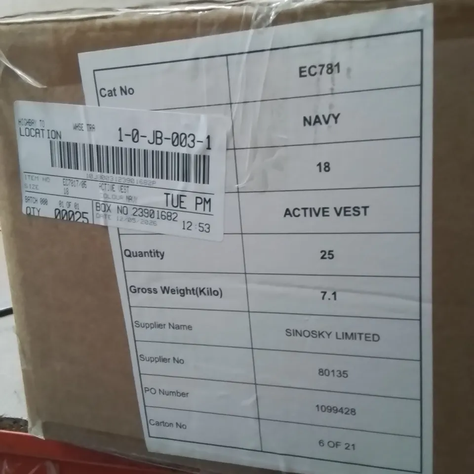 BOXED BRAND NEW APPROXIMATELY 25 SIMPLY BE ACTIVE VEST NAVY SIZE 18