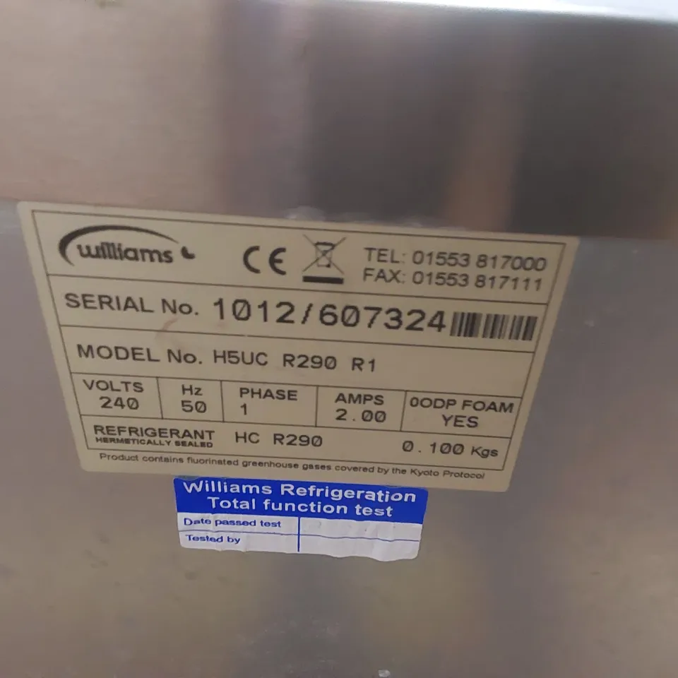 WILLIAMS H5UC R290 R1 COMMERCIAL UNDER COUNTER FRIDGE