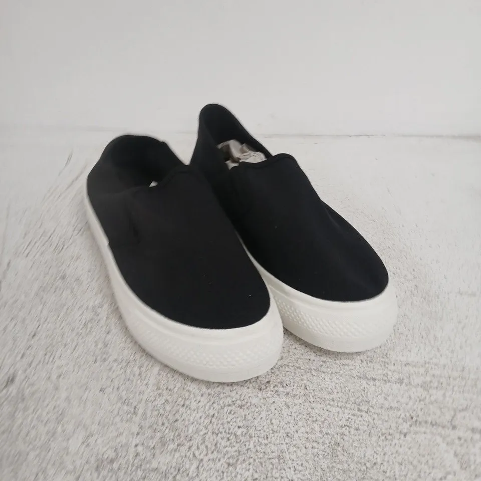 SPOT ON, UK 5 BLACK SLIP-ON SNEAKERS – EU 38
