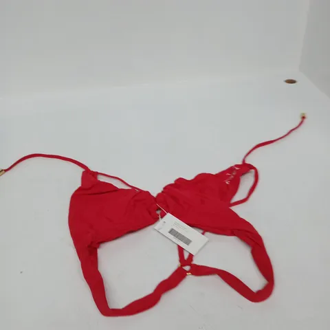 TOCO HAVANA TOP / CHILLI HALTER CROSS-BACK BIKINI TOP – RED, SIZE L