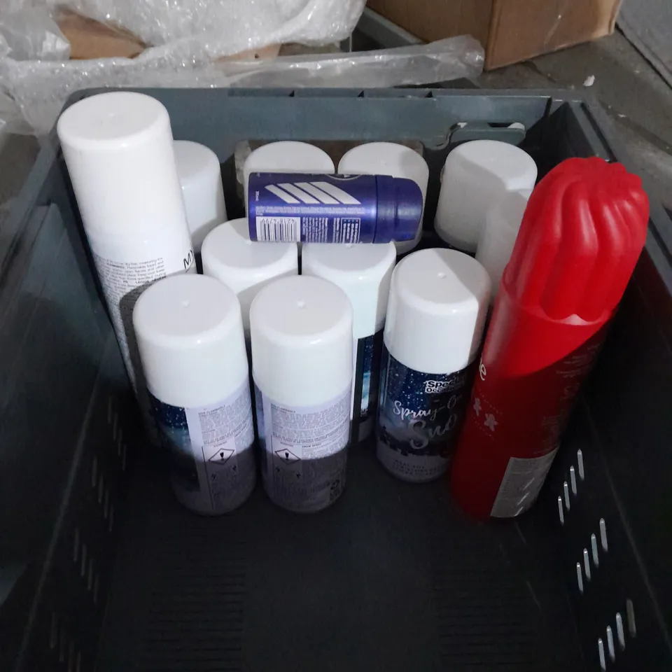 BOX OF APPROXIMATELY 15 AEROSOLS TO INCLUDE  -SNOW SPRAY - GILLETTE FUSION - SUNDAE - COLLECTION ONLY 