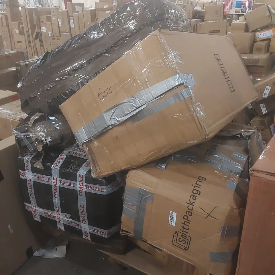 PALLET OF ASSORTED HOUSEHOLD GOODS AND INCOMPLETE FURNITURE PARTS 