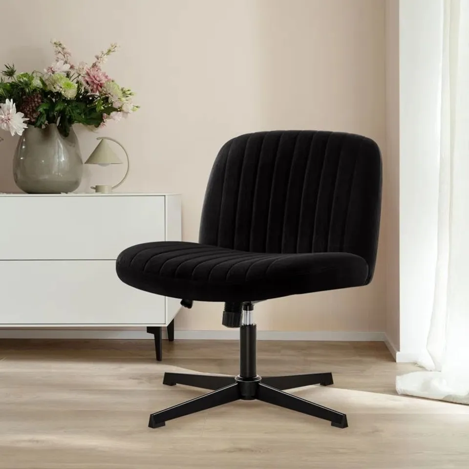 BOXED CHANUTE ARMLESS WIDE DESK CHAIR - BLACK (1 BOX)