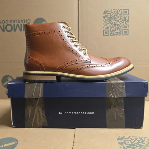 BOXED PAIR OF BRUNO MARC SHOES IN BROWN SIZE UK 10
