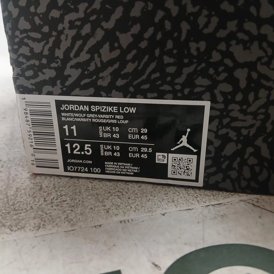 JORDAN SPIZIKE LOW WHITE/RED SNEAKERS – UK MEN'S 10