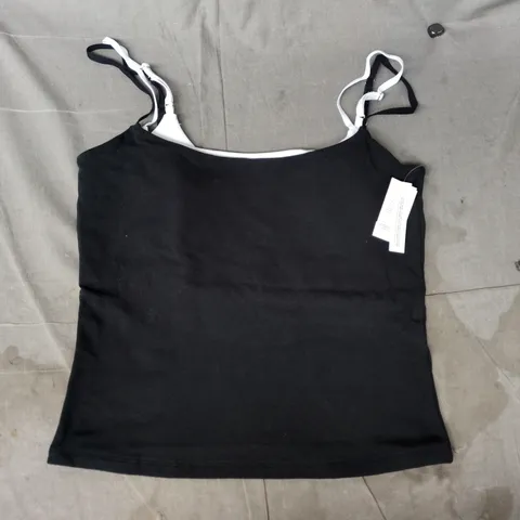 ABERCROMBIE & FITCH WOMEN'S BLACK CAMISOLE TOP WITH WHITE STRAPS SIZE LARGE