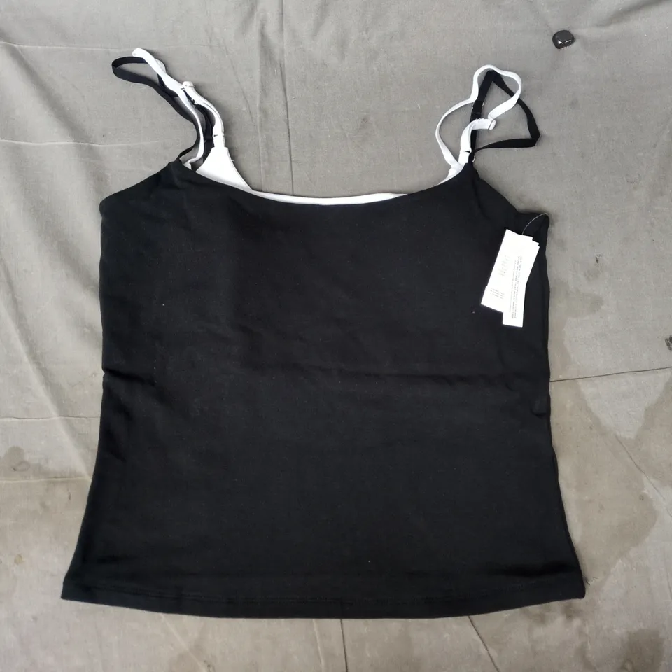ABERCROMBIE & FITCH WOMEN'S BLACK CAMISOLE TOP WITH WHITE STRAPS SIZE LARGE