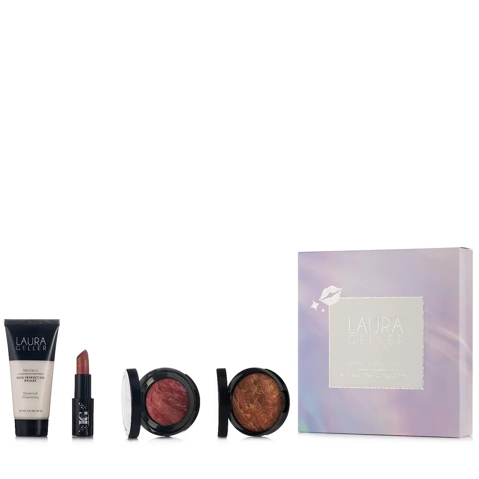 LAURA GELLER DOUBLE DIAMONDS ARE FOREVER COMPLEXION & LIP 4 PIECE COLLECTION