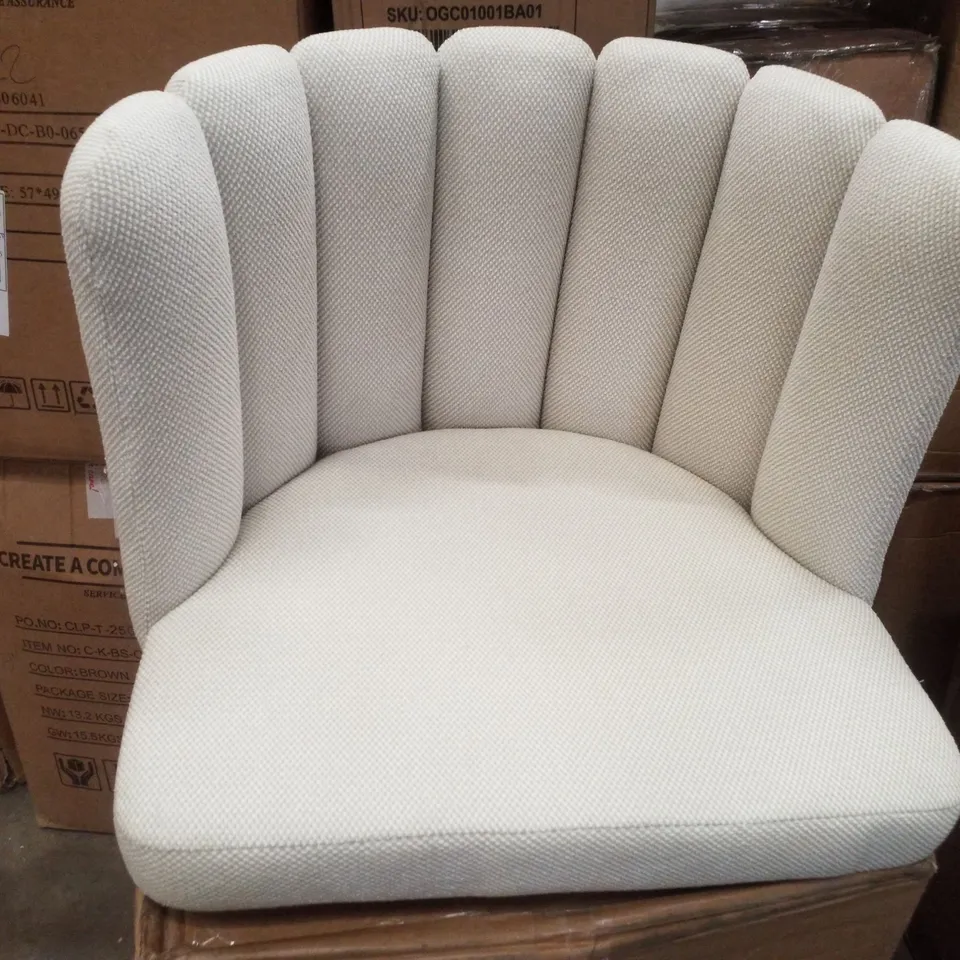 BOXED CREAM FABRIC DINING CHAIR 