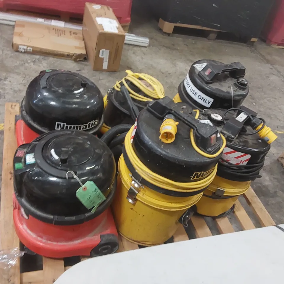 PALLET CONTAINING 6 ASSORTED HOOVERS FROM BRANDS SUCH AS NUMATIC ECT