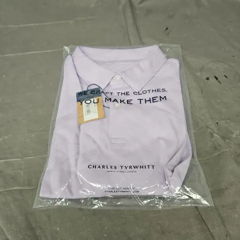 CHARLES TYRWHITT PLAIN SHORT SLEEVE JERSEY POLO IN LILAC SIZE M