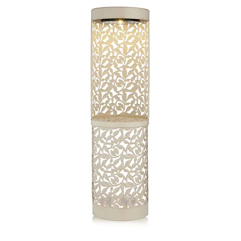 GARDEN STORIES SOLAR LEAF FRETWORK PILLAR WHITE