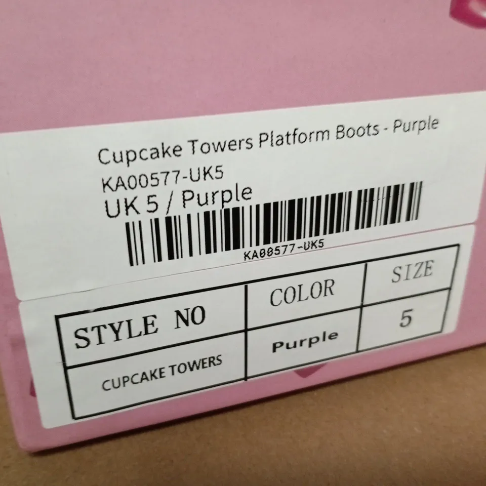 BOXED KOI CUPCAKE TOWERS PLATFORM BOOTS - PURPLE, UK5