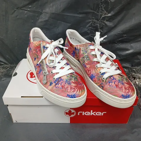 BOXED PAIR OF RIEKER MULTI COLOR TRAINERS - UK SIZE 7.5