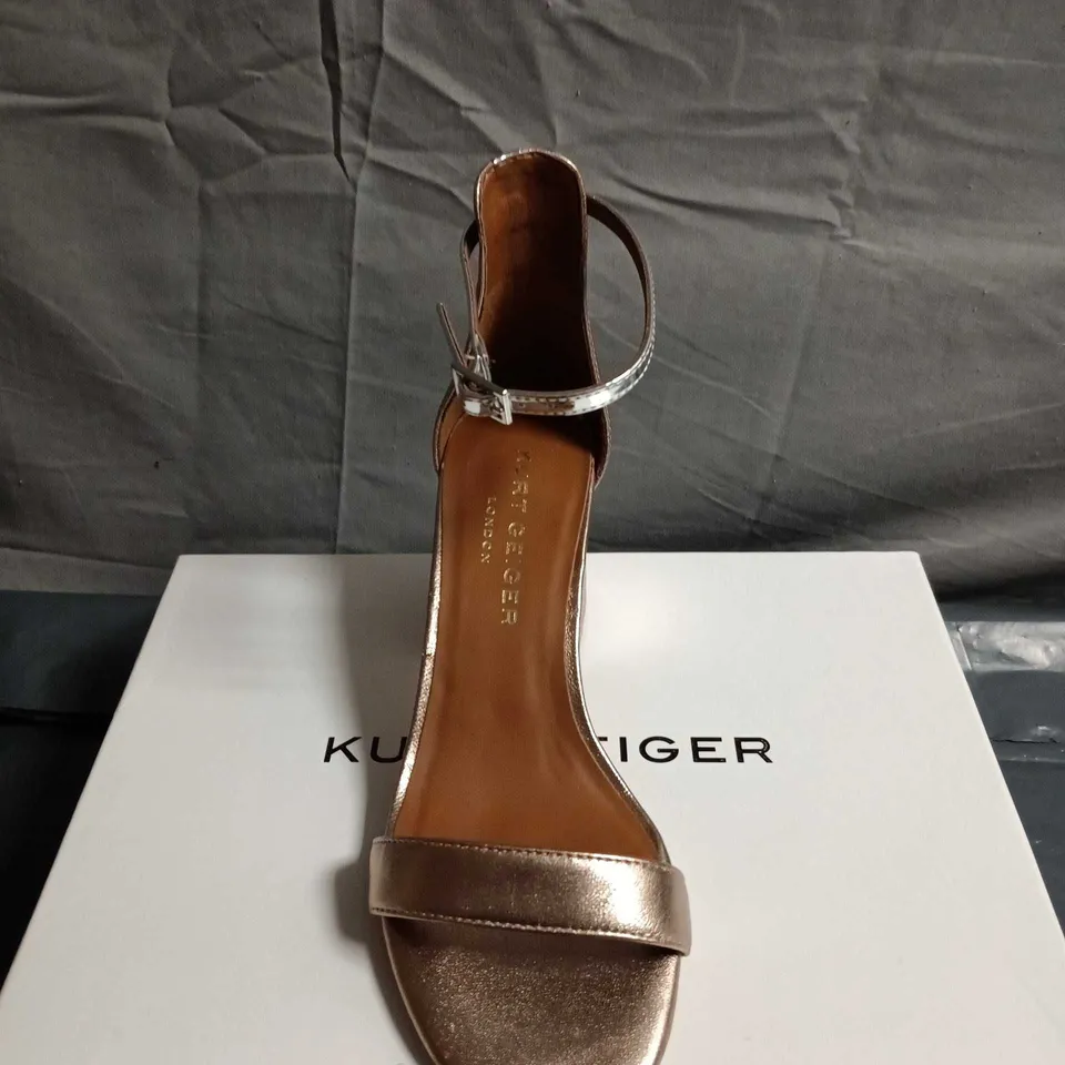 KURT GEIGER LONDON ROSE GOLD LEATHER SANDALS, ANKLE STRAP – WOMEN'S - SIZE 37