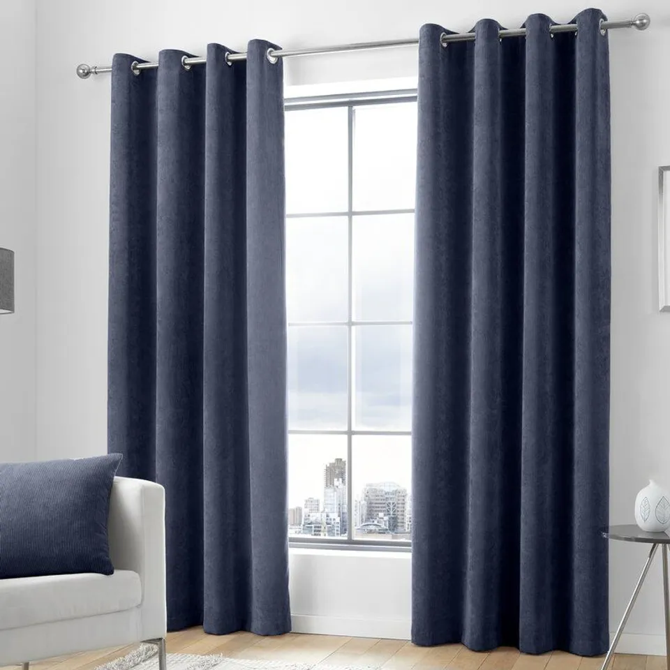 BOXED ANTHEA EYELET ROOM DARKENING CURTAINS- BLACK