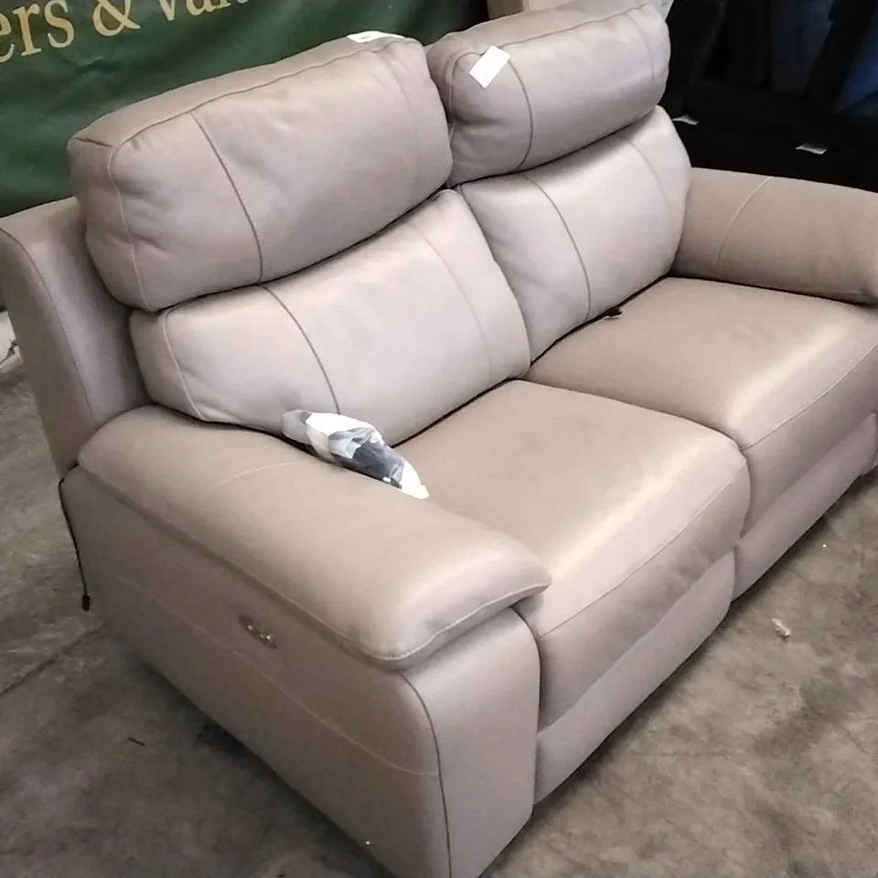 QUALITY ITALIAN DESIGNER PATRIZIO MOCHA LEATHER 2 SEATER POWER RECLINER SOFA