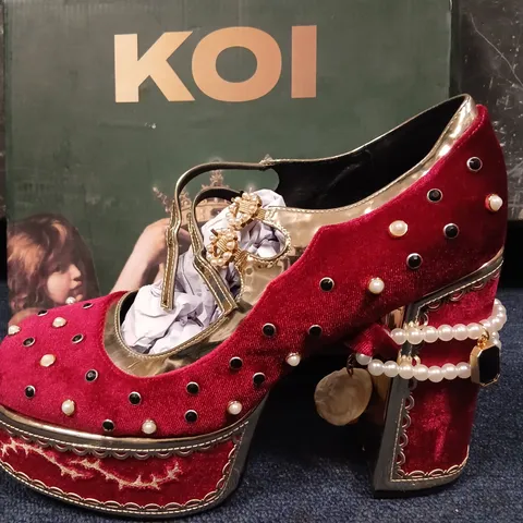 KOI BOLEYN'S VENGEANCE HEELS – RED VELVET, UK 11
