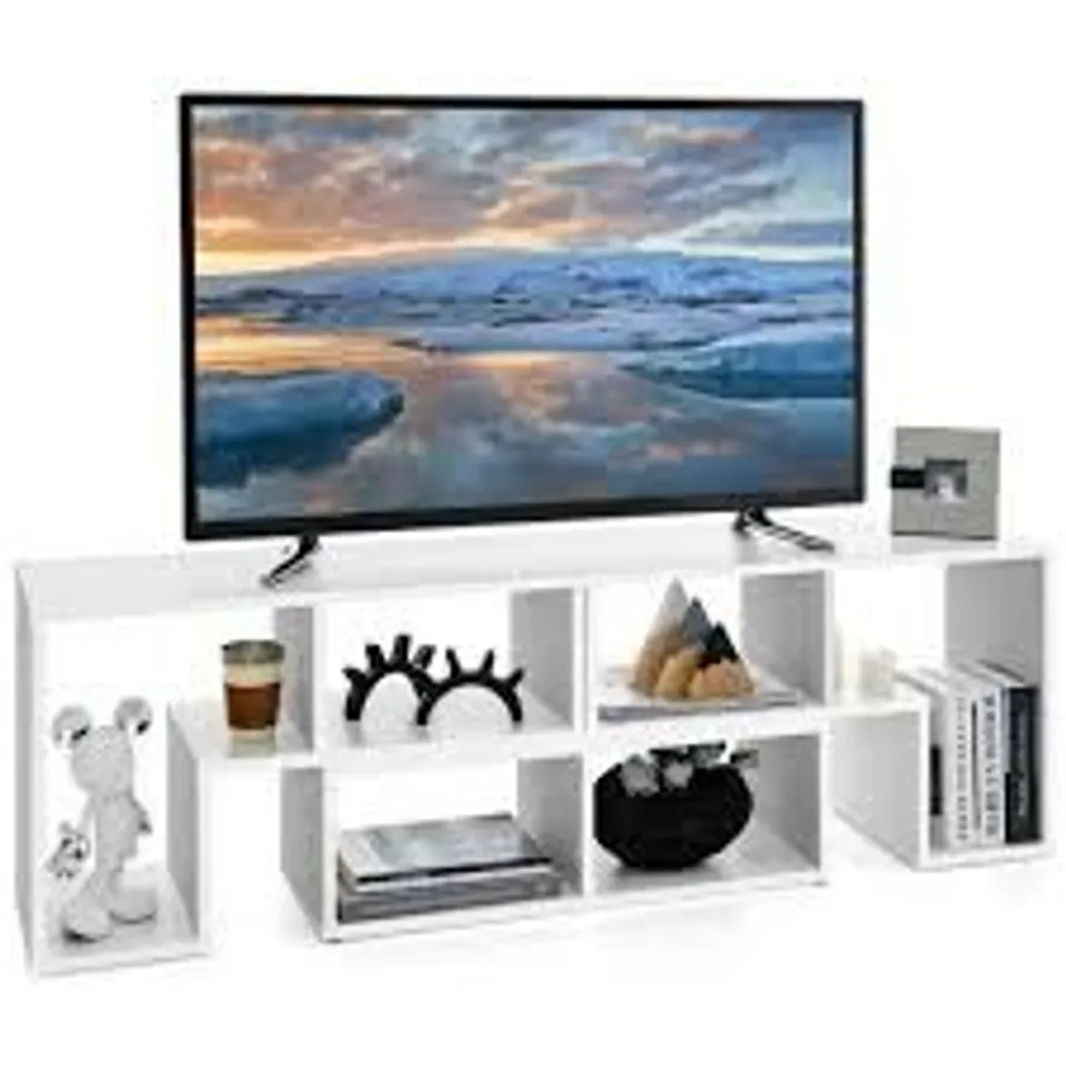 BOXED COSTWAY 3 PIECES CONVERTIBLE TV STAND FOR TVS UP TO 65 INCHES - WHITE 