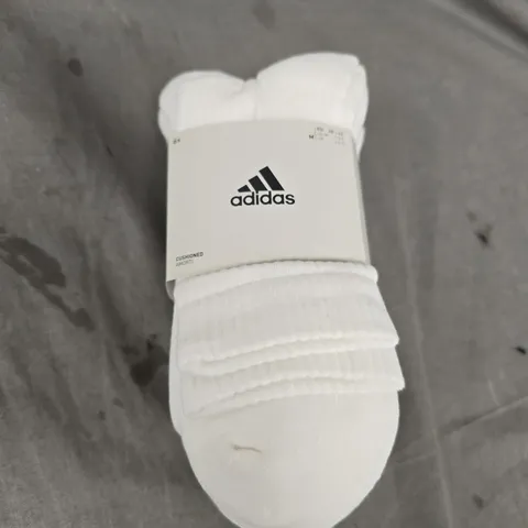 ADIDAS CUSHIONED SOCKS – WHITE, MEN'S SIZE M - X6