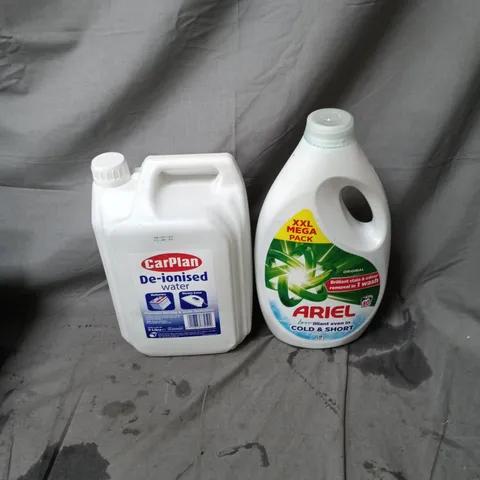 5 ASSORTED HOUSEHOLD ITEMS INCLUDING CAR PLAN DE-IONISED WATER 5L AND ARIEL ORIGINAL 80 WASHES