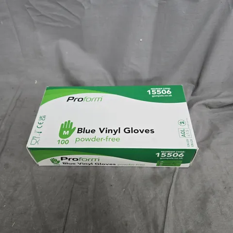 4 X PROFORM BLUE VINYL GLOVES POWDER-FREE – BOX OF 100