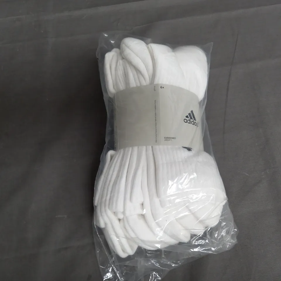 ADIDAS SOCKS IN WHITE (6 PAIRS) - XL