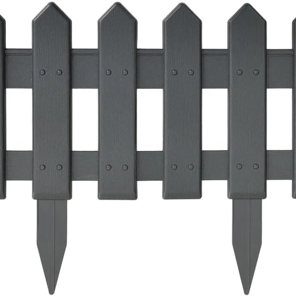 BOXED VIDAXL LAWN EDGINGS 25 PCS, GARDEN EDGING FOR OUTDOOR YARD, GARDEN BORDER WITH POINTY ENDS, GRASS BORDER, 10 M ANTHRACITE POLYPROPYLENE