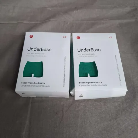 LULULEMON X2 UNDEREASE SUPER HIGH RISE SHORTIE IN GREEN SIZE L