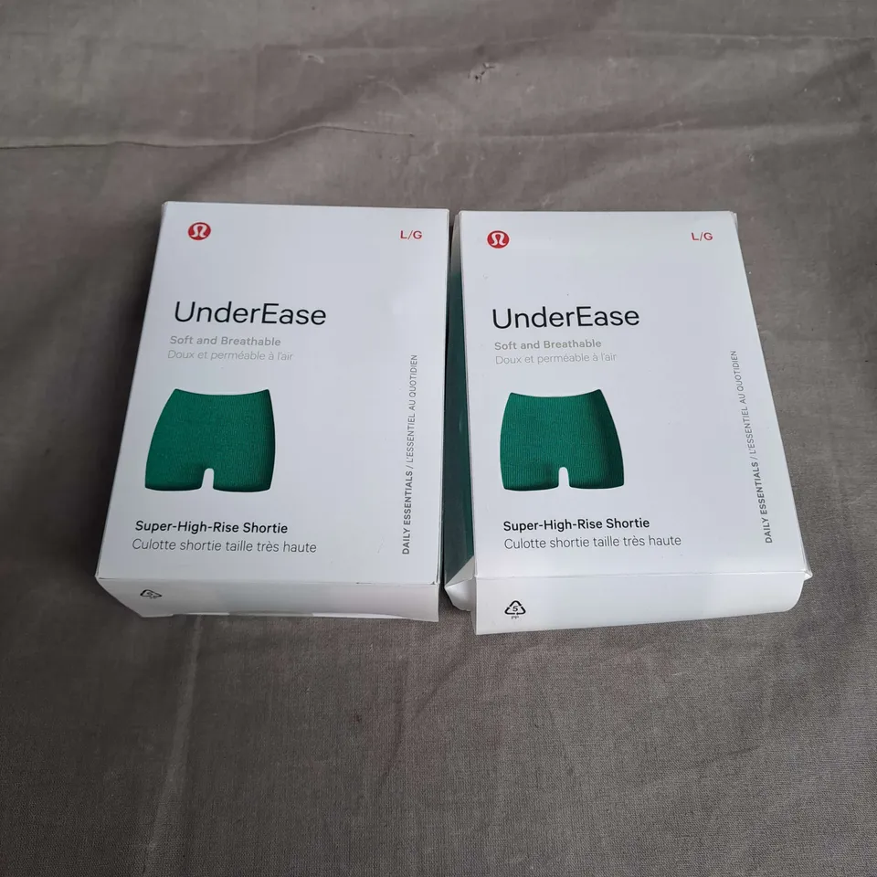LULULEMON X2 UNDEREASE SUPER HIGH RISE SHORTIE IN GREEN SIZE L