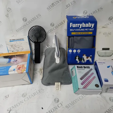 BOX OF APPROX. 8 ASSORTED ITEMS TO INCLUDE ELVIE PUMP, FURRYBABY COOLING PET MAT, NAIL DRILL MACHINE, ETC.