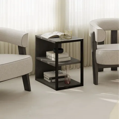 BOXED ECHO MODERN MINIMALIST SIDE TABLE - RETRO GREY (1 BOX)