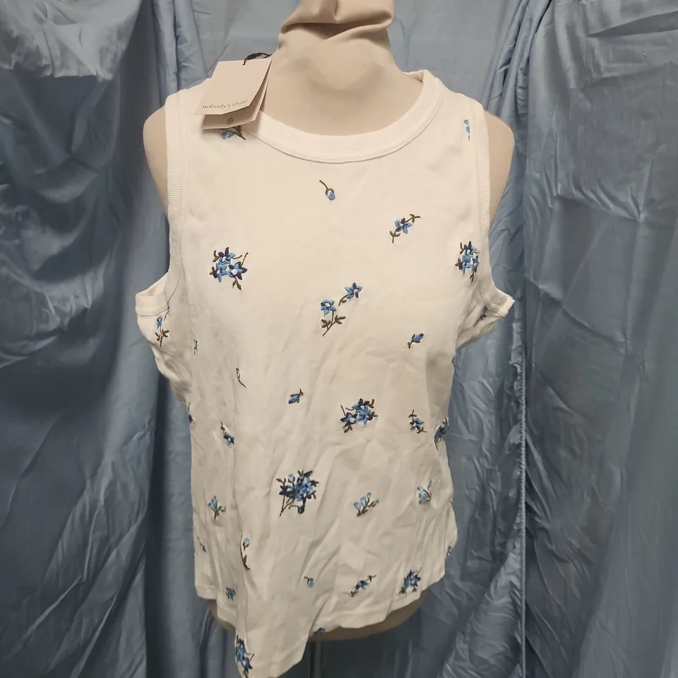 NOBODYS CHILD FLOWER PRINT EMBROIDERED VEST - UK L